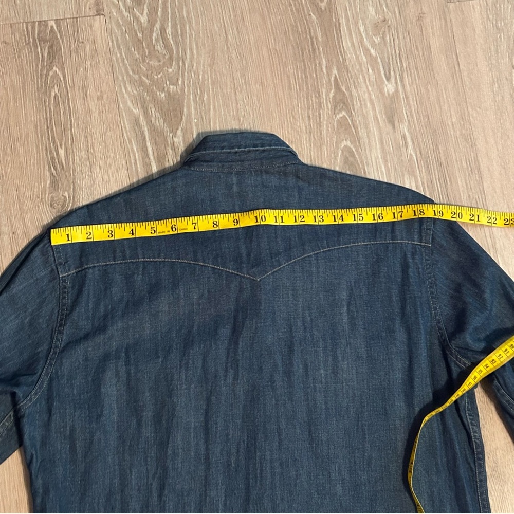 Levi’s Indigo Denim Pearl Snap Long Sleeve Button Up Shirt 100% Cotton L - Picture 15 of 16